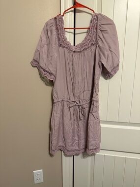 Crochet-Trim Short Dress